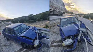 Bilecik Bozüyük'te otomobil refüje çarptı : 4'ü çocuk 7 yaralı