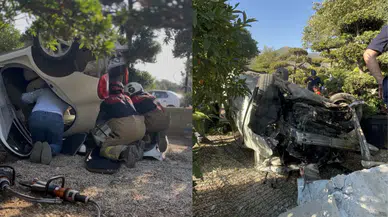 Direksiyon hakimiyetini kaybetti : Seraya devrilen araçta can pazarı