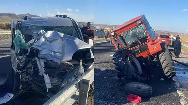 Kars'ta ticari araç ile traktör çarpıştı : 6 yaralı