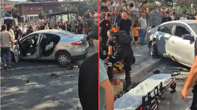 Güngören'de kontrolden çıkan otomobil, kaldırımdaki 2 yayaya çarptı