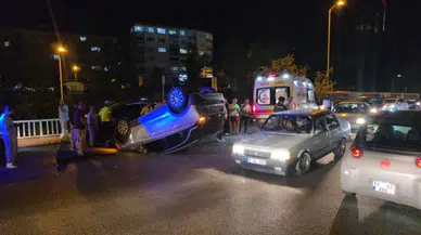 Zonguldak'ta iki araca çarpan otomobil takla attı : 1 yaralı