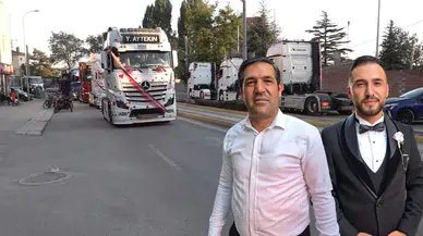 Eskişehir’de düğünde şaşırtan sürpriz : Gelin ve damada 7 tırlı konvoy