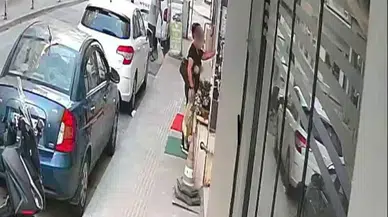 Samsun'da kapıya asılan pastırmanın çalınma anı kamerada