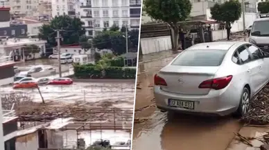 Mersin'de kuvvetli sağanak yağış sonrası 20'ye yakın araç sular altında kaldı