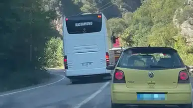 Karabük'te Yolcu Otobüsünün Hatalı Sollama Anları Kaydedildi