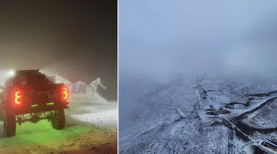 Erzurum Palandöken'de sezonun ilk kar yağışı gerçekleşti