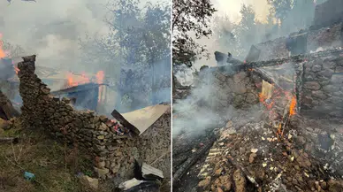 Artvin Yusufeli'nde Yıldırım Düşmesi Sonucu Ev Kül Oldu
