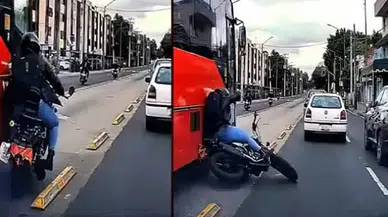 Meksika'da Toplu Taşıma Şeridine Giren Motosikletli Felaketten Döndü