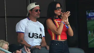Brad Pitt ve Ines de Ramon, Dünya Kupası heyecanını tribünden takip etti
