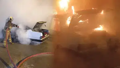 Karabük'te yangın: Araç küle döndü!