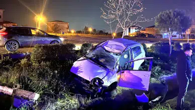 Tekirdağ'da alkollü sürücünün kullandığı otomobil su kanalına uçtu