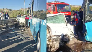 Yolcu otobüsü ile otomobil çarpıştı: 1 ölü, 4 yaralı