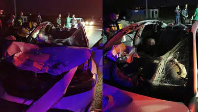 Denizli'de ata çarpan otomobil takla attı: 1 ölü, 1 yaralı!