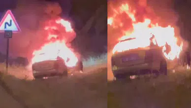 Siirt'te panik anları: Seyir halindeki otomobil alevler içinde kaldı
