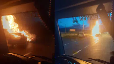 Erzurum'da yanan araç küle döndü!