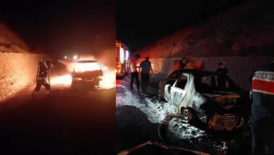 Kazdağları'nda feci yangın: Seyir halindeki araç alev aldı