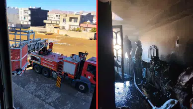 Mardin'de alevlerin arasında mahsur kalan anne ve 3 çocuğu kurtarıldı