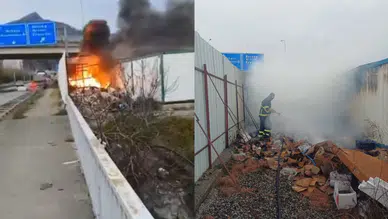 Artvin'de yangın : Şantiye alev alev yandı