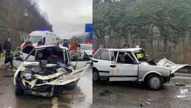 Karabük'te iki otomobil kafa kafaya çarpıştı : 5 kişi yaralandı