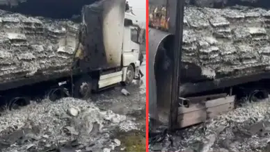Kırklareli'nde hamsi yüklü tır alev alev yandı : Araç hurdaya döndü