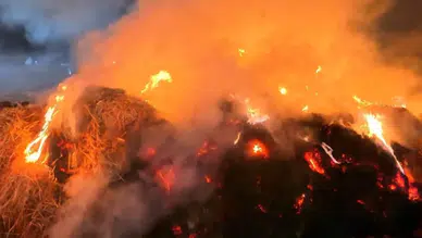 Aksaray'da mandıradaki 70 ton saman alev alev yandı : İşte o anlar