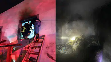 Siirt'te iki katlı evde yangın paniği