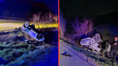 Elazığ'da kontrolden çıkan otomobil takla attı : 2 yaralı