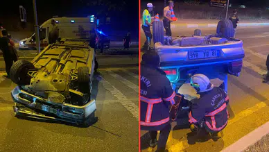Çankırı'da bariyerlere çarpan otomobil takla attı : 4'ü çocuk 5 yaralı