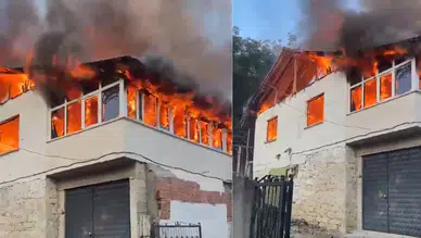 Karabük'te müstakil ev alev alev yandı