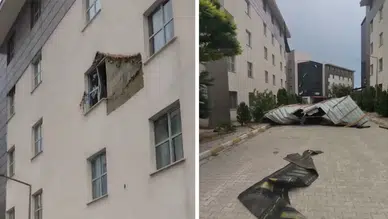 Van'da fırtına koptu : KYK yurdunun çatısı uçtu