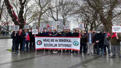Ağaç ve Peyzaj AŞ’de çalışan Öz Ormanİş Sendikası üyeleri İBB’yi protesto etti 