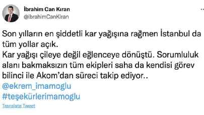 CHP'li Başkan: Teşekkürler İmamoğlu, tüm yollar açık