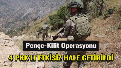Pençe-Kilit Operasyonu bölgesinde 4 PKK'lı terörist etkisiz hale getirildi