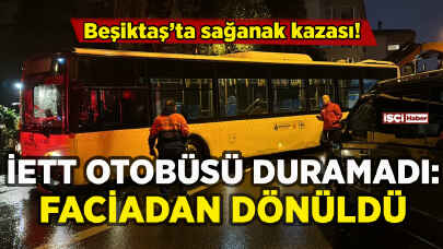 İETT otobüsü kaygan yolda duramadı: Faciadan dönüldü
