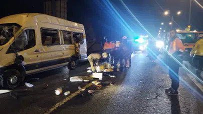 Beykoz'da işçi servisi devrildi: 3 kişi yaralandı!