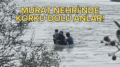 4 kişilik aile nehrin ortasında mahsur kaldı!