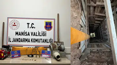 Manisa’da evinin bahçesinde 20 metrelik çukur kazan defineci yakalandı