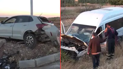 Kilis'te otomobil ile minibüs çarpıştı: 12 yaralı