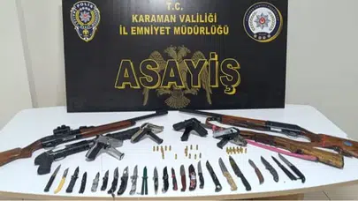 Karaman’da polis uygulamalarında uyuşturucu ve ruhsatsız silah ele geçirildi, 9 kişi tutuklandı