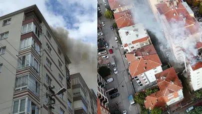 Eskişehir’de 7 katlı binanın çatı katında yangın çıktı