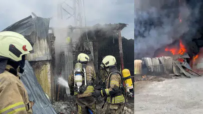 Arnavutköy'de ayakkabı deposunda yangın!