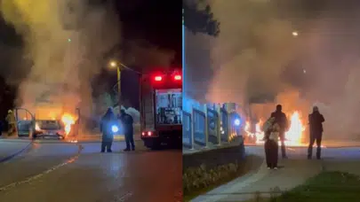 Bursa'da seyir halindeki minibüs alevlere teslim oldu!
