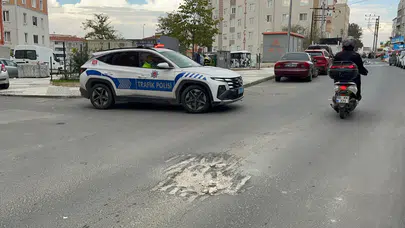 Çorlu’da çukura giren motosiklet kaza yaptı