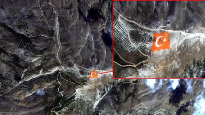 Ahır Dağı’ndaki dev Türk bayrağı uzaydan görüntülendi