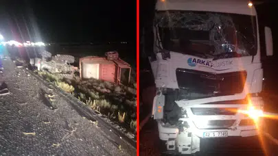 Konya'da trafik kazası: Tır, tarım makinesine çarptı, 1 kişi yaralandı