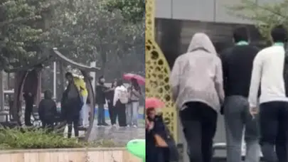 Arnavutköy'de sağanak yağış! Vatandaşlar yağmurun altında kaldı