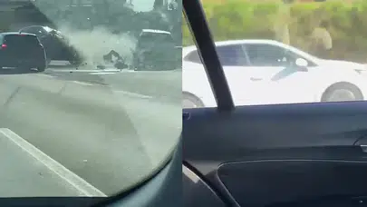 Kocaeli TEM’de maganda dehşeti: Bebekli otomobili sıkıştırdı, 5 araca çarptı!