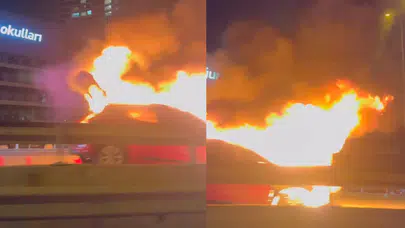 Pendik’te seyir halindeki otomobilde yangın!