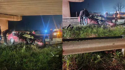 Tekirdağ'da acı kaza! Otomobil bariyerlere uçtu: 2 ölü!