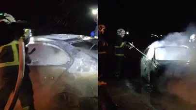 Batman’da seyir halindeki otomobil alev aldı!